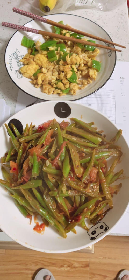 西红柿炒豆角丝