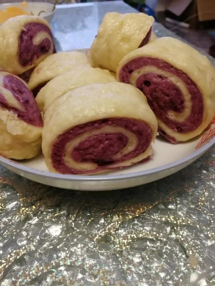 千层紫薯馒头