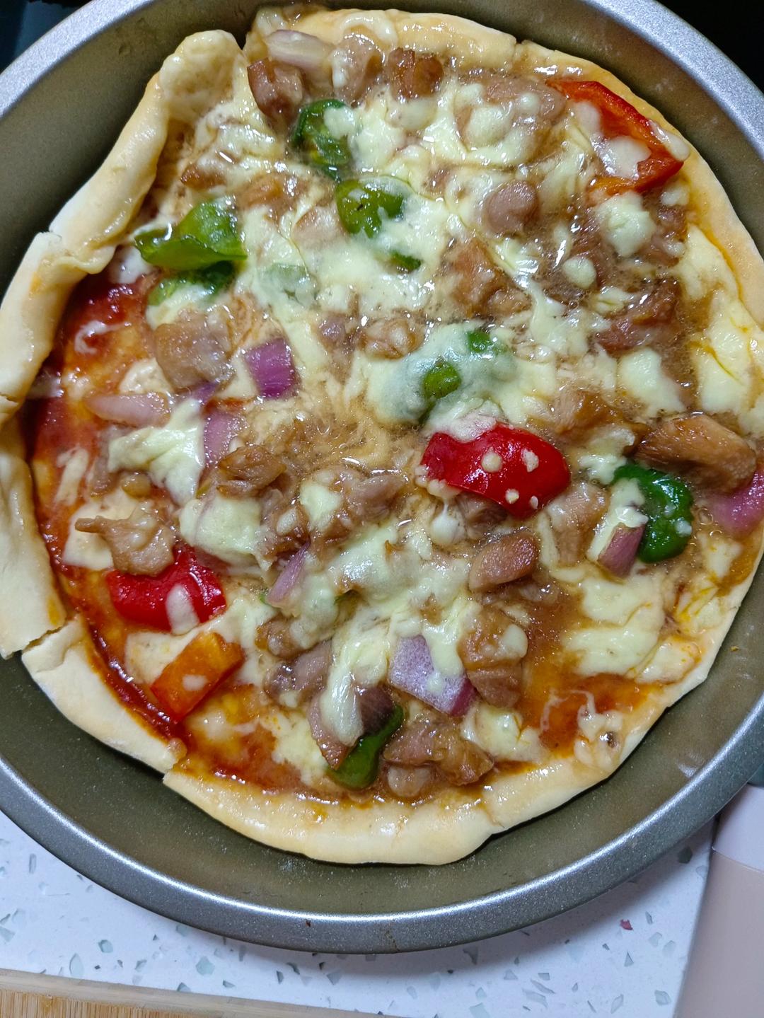 自制鸡肉披萨🍕比外面好吃百倍❗️超级拉丝❗️