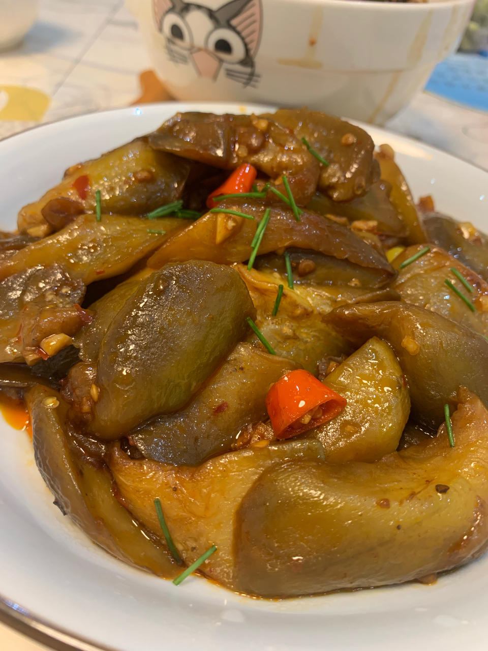 红烧茄子（佐西红柿尖椒）