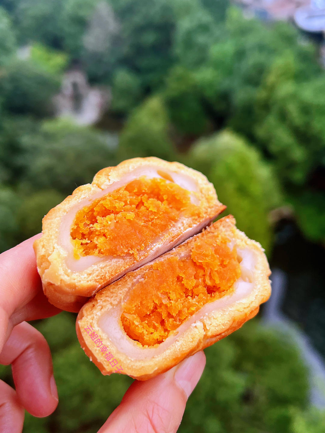 咸蛋黄肉松麻薯月饼
