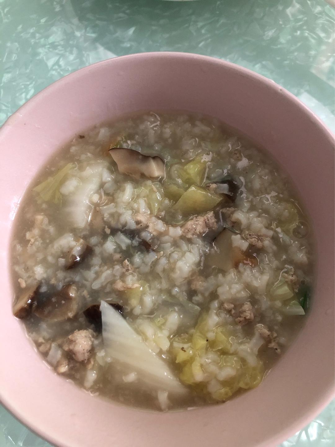 青菜瘦肉香菇粥（电饭煲版）