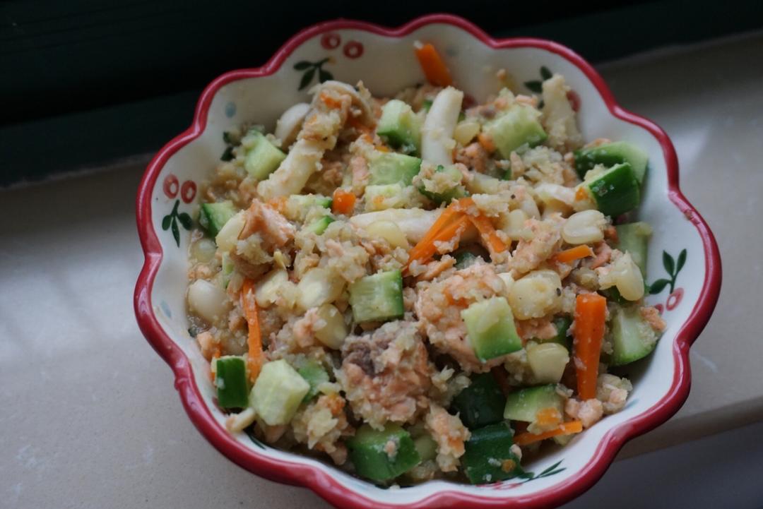 【健康三餐】三文鱼时蔬菜花米炒饭