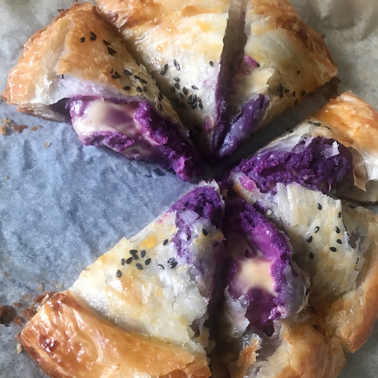 抖音爆浆紫薯饼