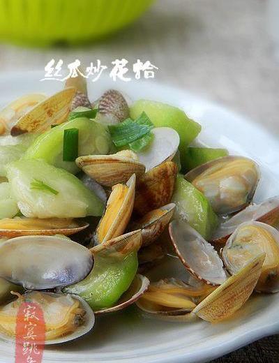 丝瓜炒花蛤的做法