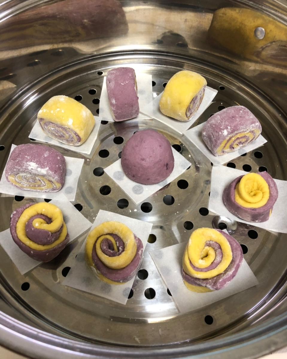 南瓜紫薯花样馒头