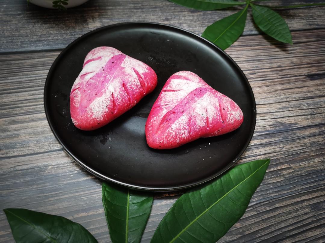 火龙果豆沙面包（一次发酵）