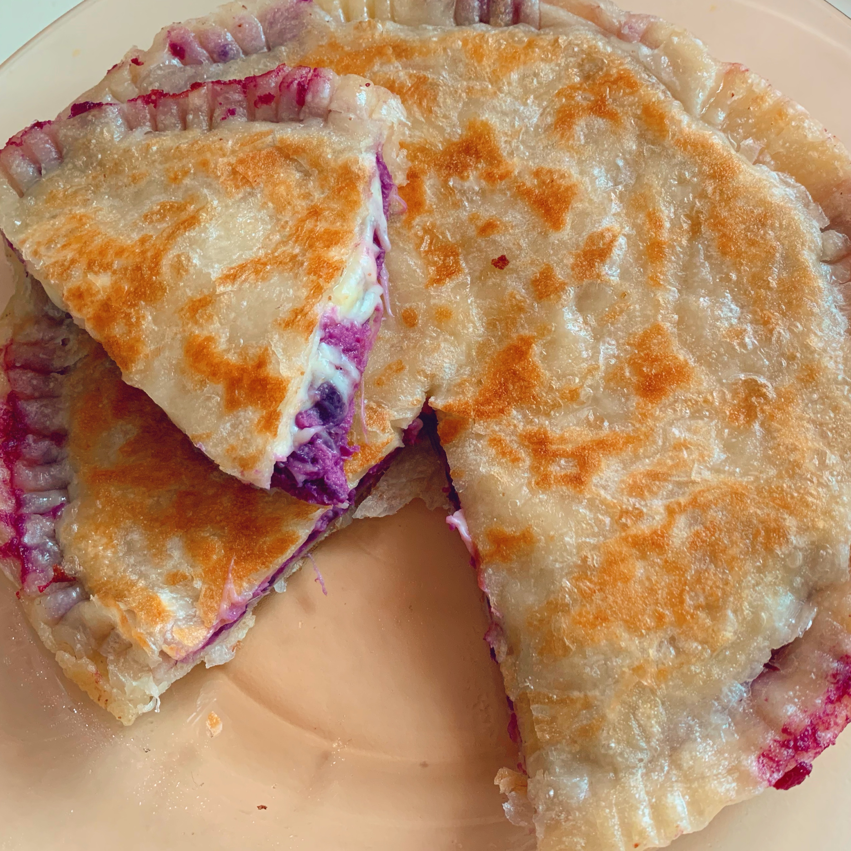 超简单紫薯芝士饼，好吃到舔盘的做法