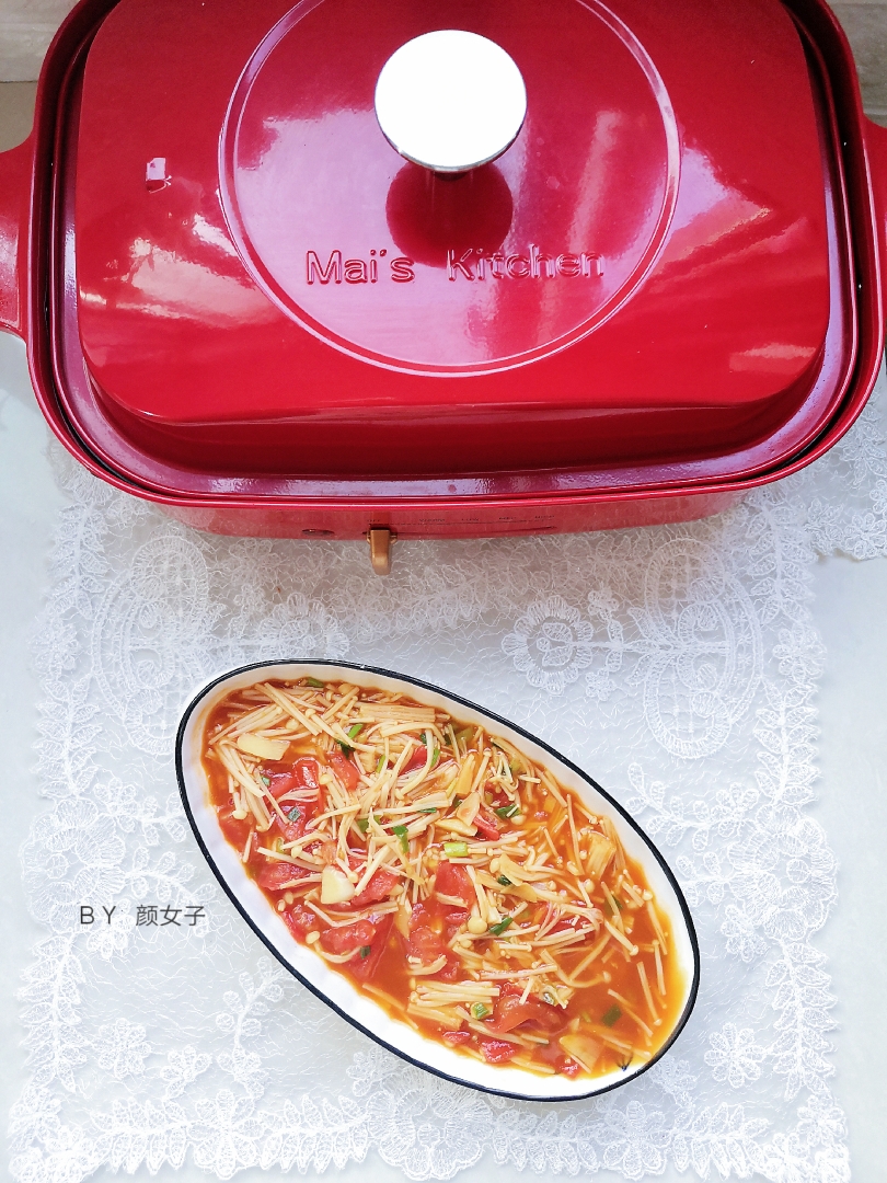 #麦子厨房#美食锅之金针菇炒西红柿的做法