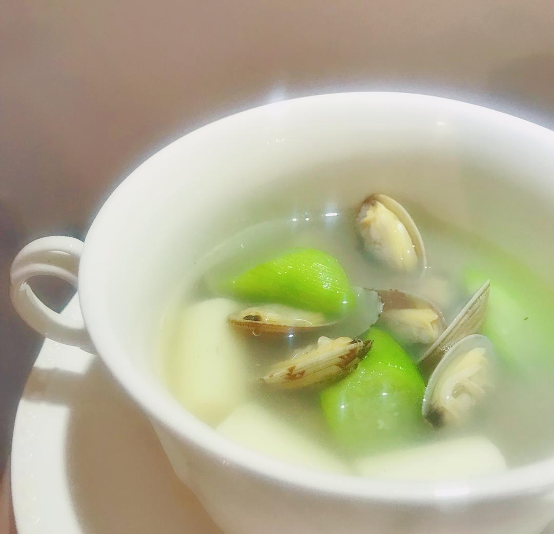 丝瓜毛豆蛤蜊汤（无油版）