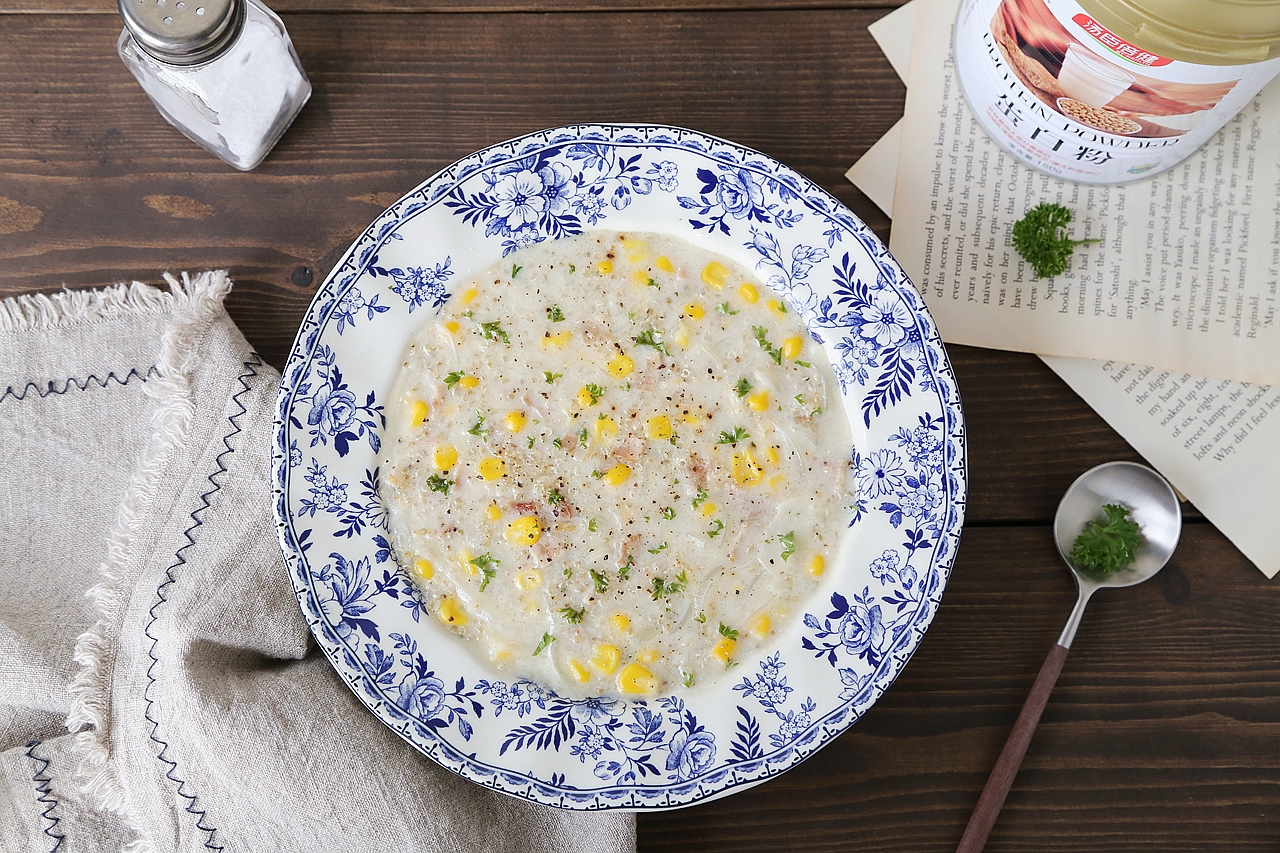 营养藜麦玉米浓汤居家餐的做法