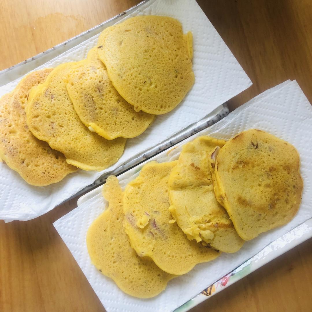 减脂早餐-大葱鸡蛋玉米面饼(研究玉米面怎么做不难吃之一)