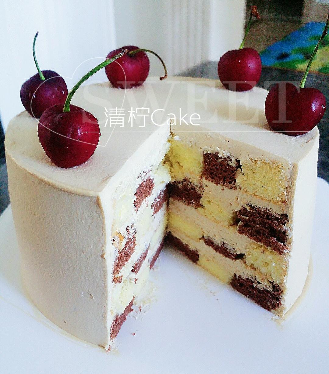 奶油淋面棋格蛋糕