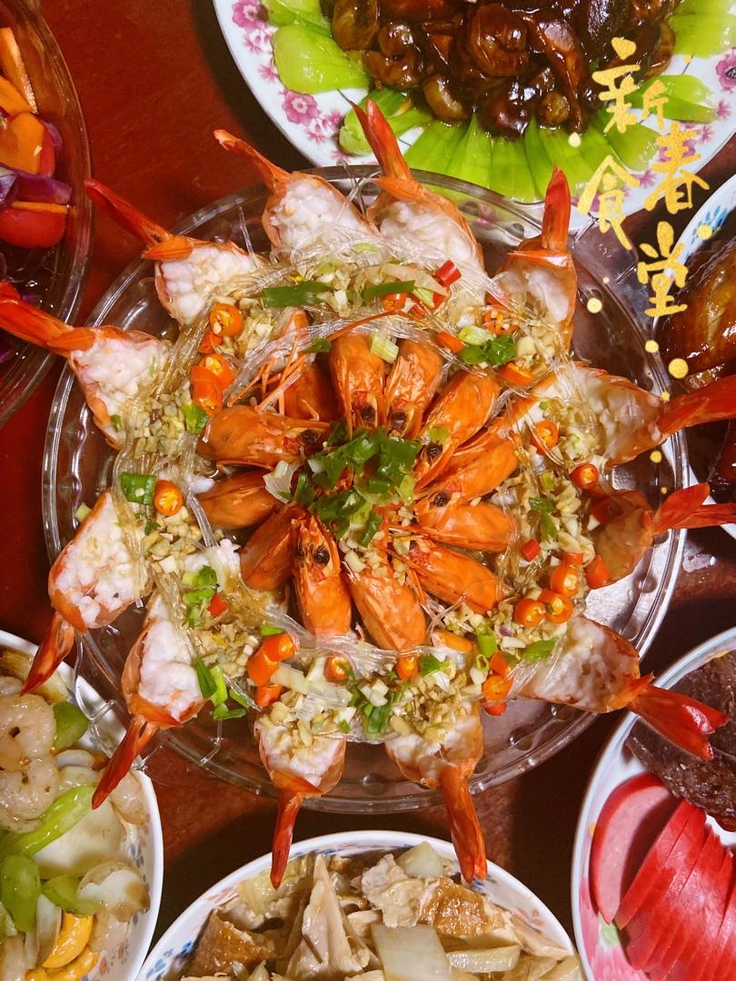 花开富贵虾（蒜蓉粉丝开背虾），超详细图文步骤！