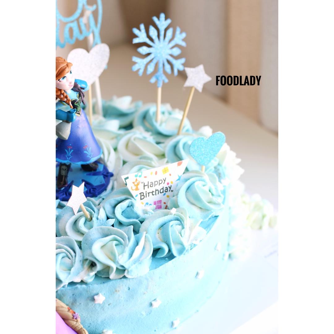 冰雪奇缘主题双层蛋糕--Frozen艾莎
