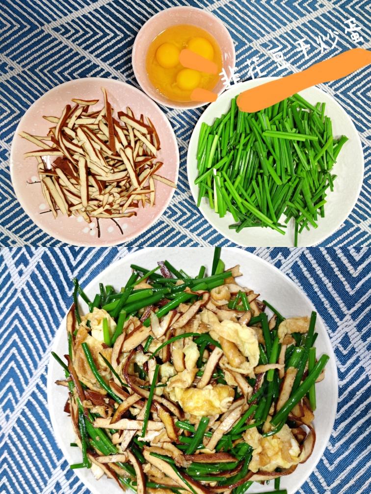 超简单家常韭花豆干炒鸡蛋的做法