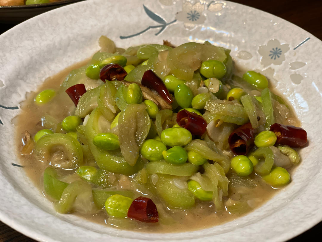 丝瓜炒青豆
