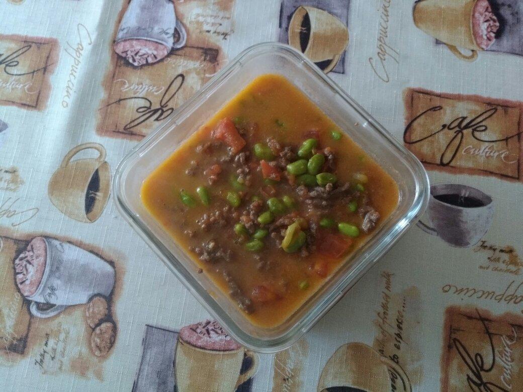 肉末番茄烧毛豆