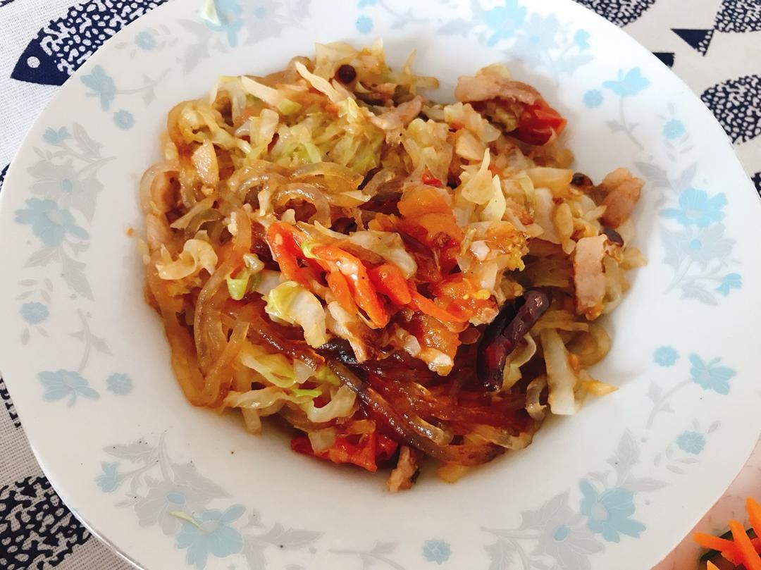 卷心菜炒粉丝 Glass noodles with Cabbage