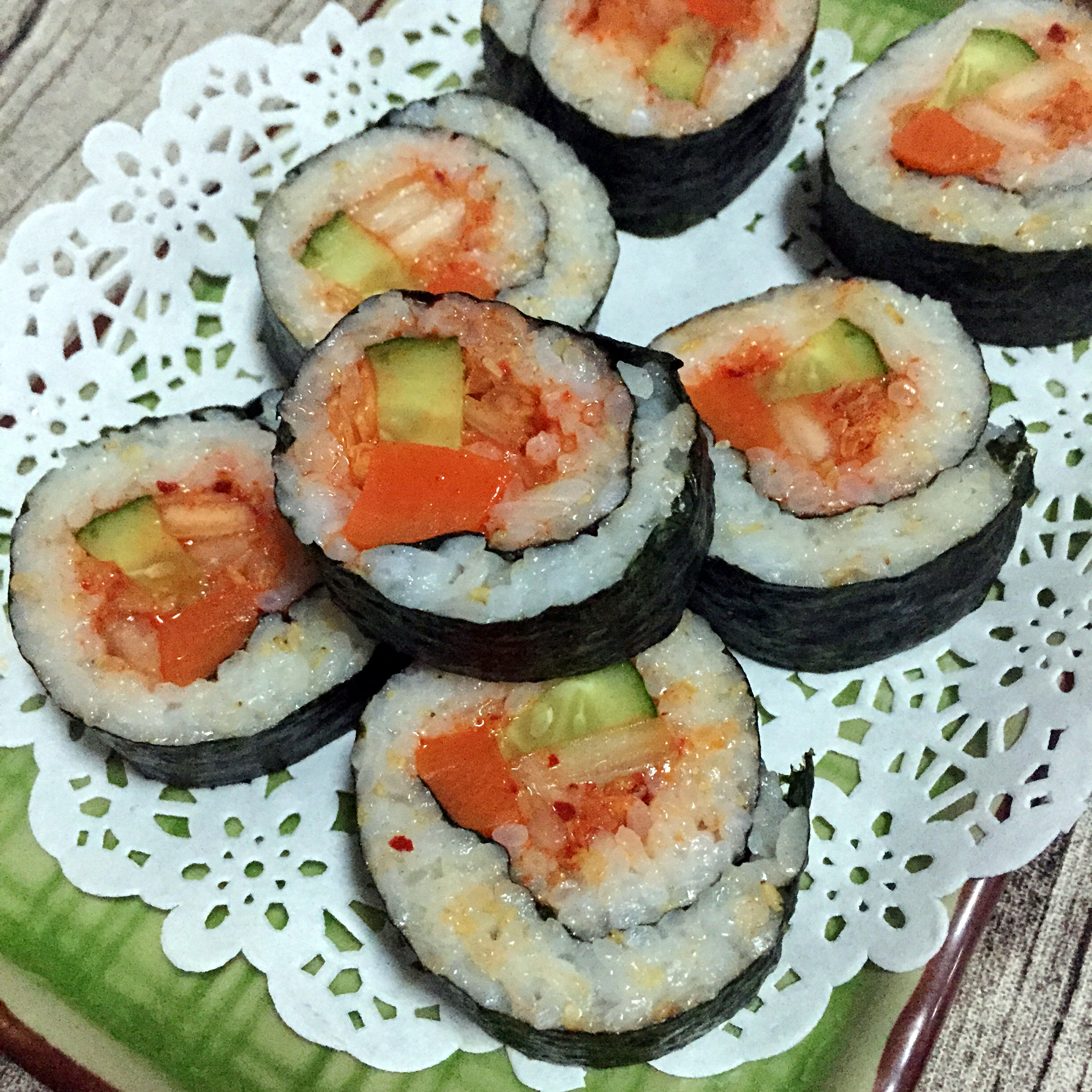 大脸猫的世界做的泡菜寿司