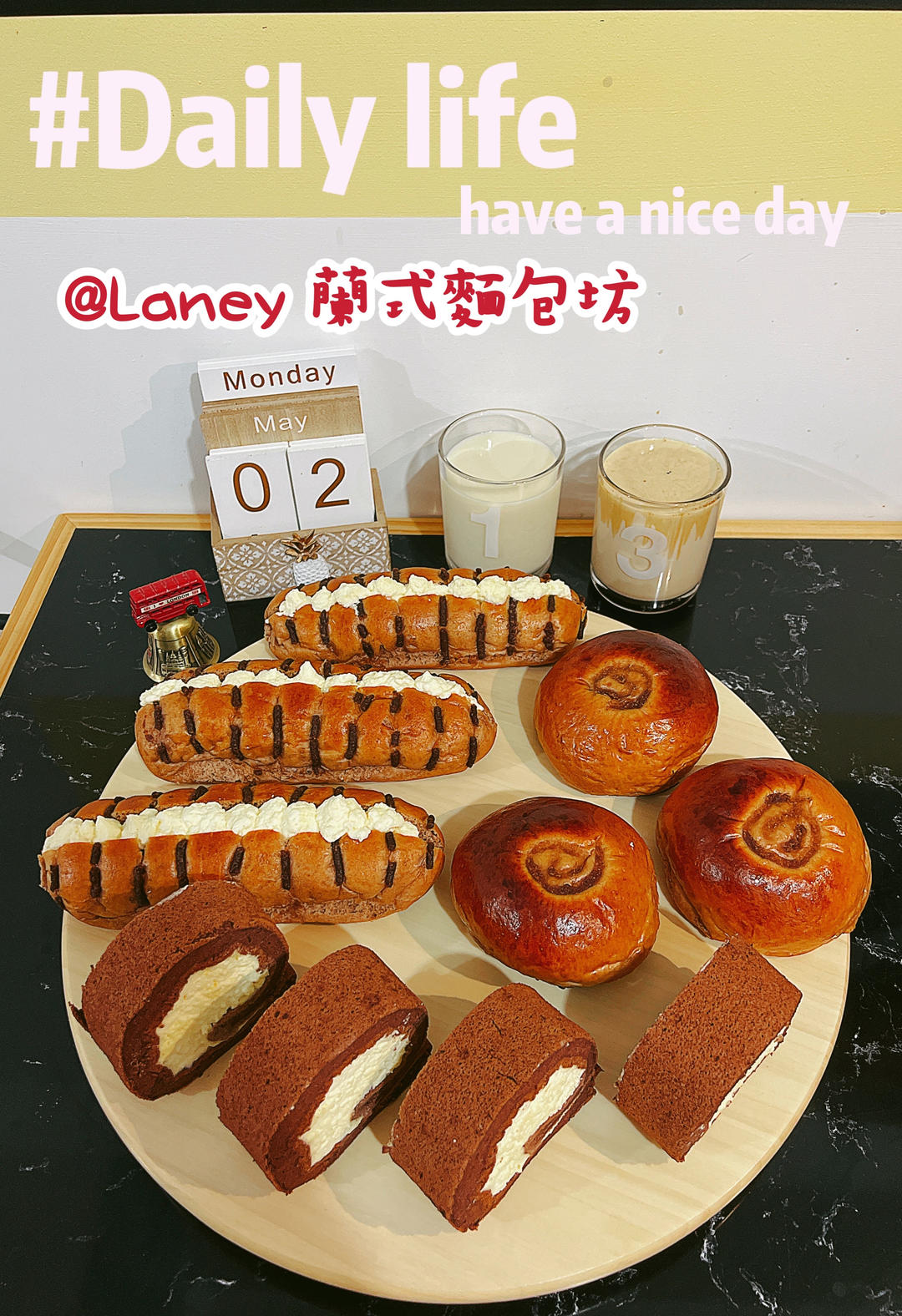 可可蛋糕卷🍰巧克力香缇奶油夹心