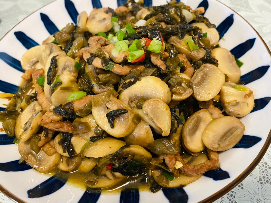 雪菜蘑菇炒里脊