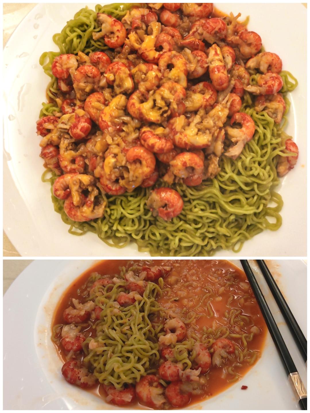 好吃的小龙虾拌面