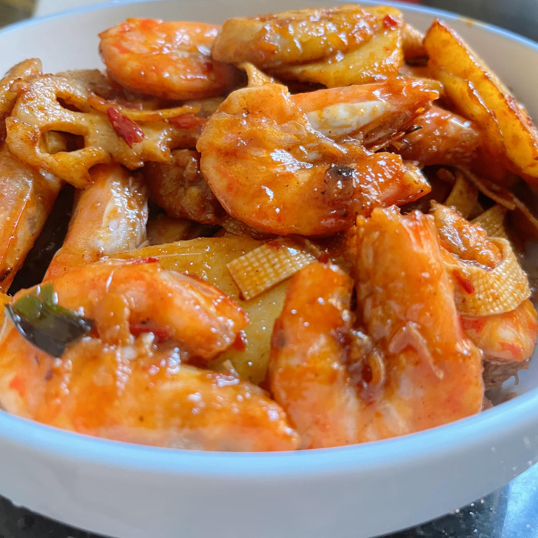 干锅土豆虾