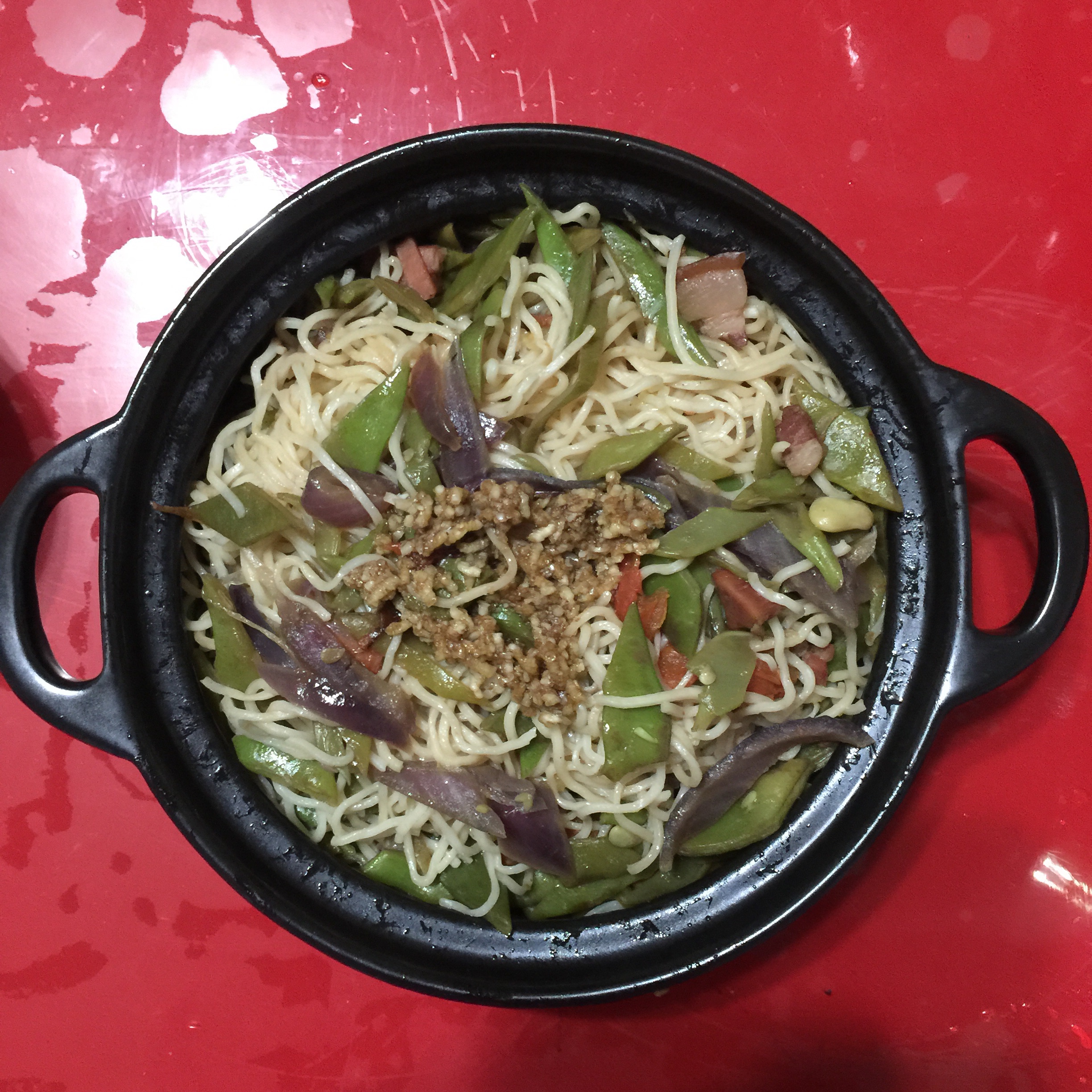 岩之劲松做的塔吉锅豆角焖面