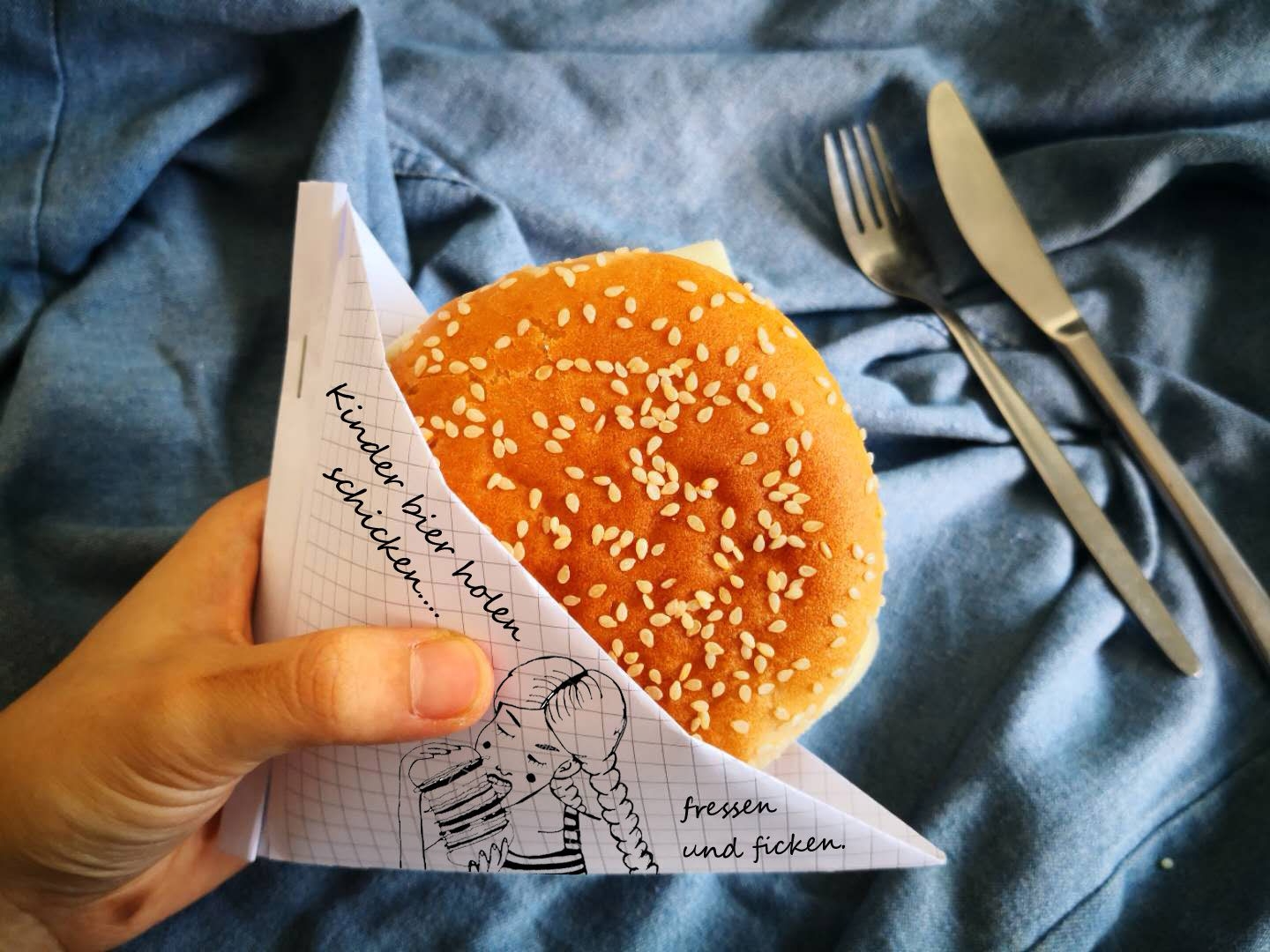 汉堡 三明治 纸袋折法【优雅的吃掉一个手握汉堡】的做法