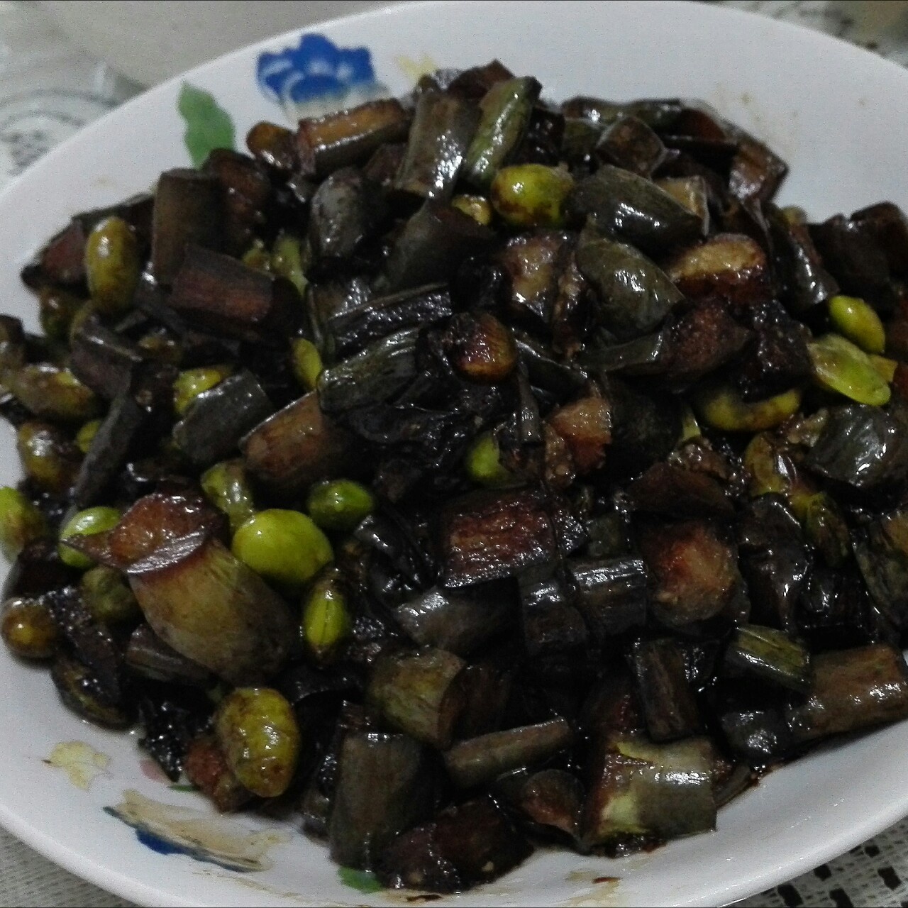 毛豆肉丁炒茄子