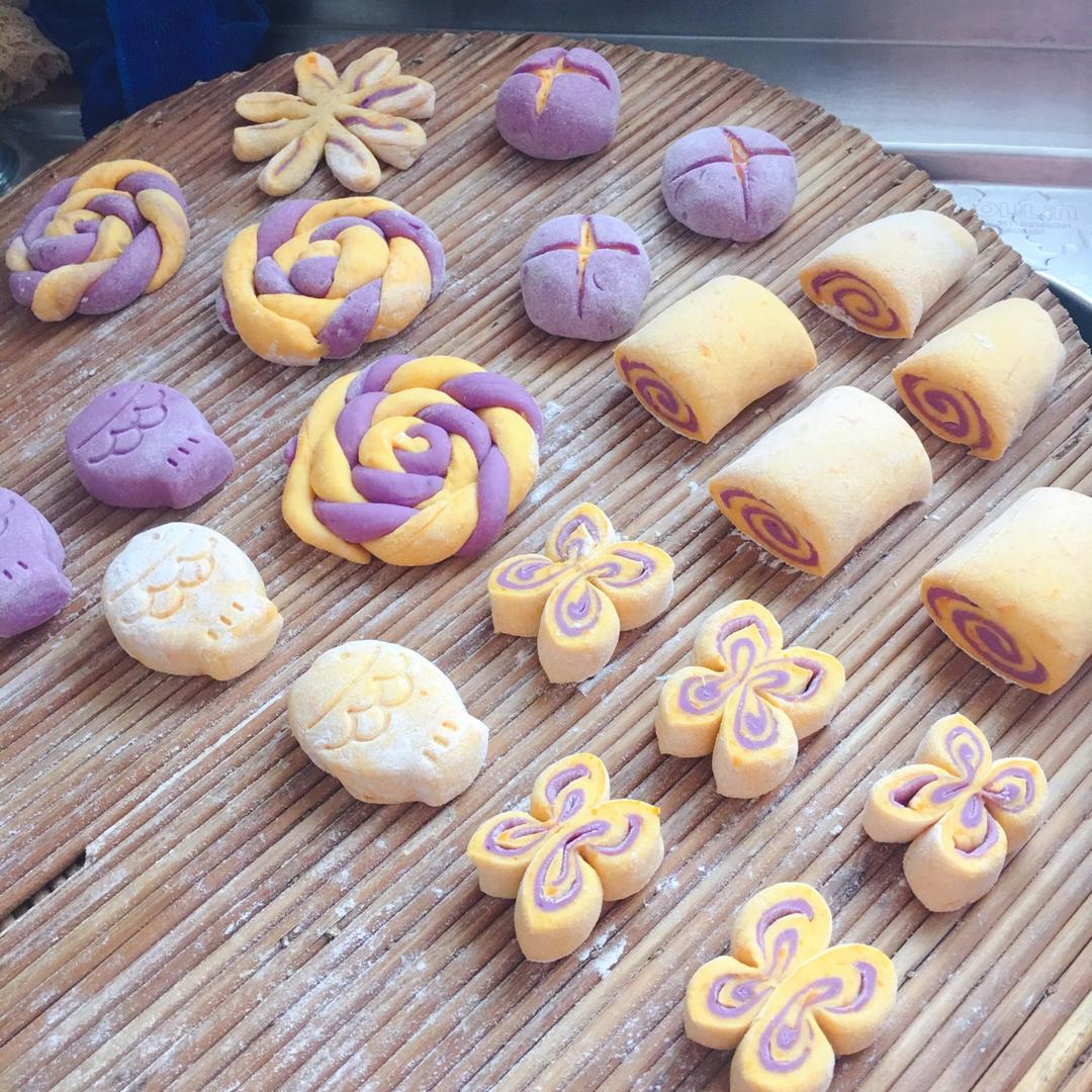 南瓜紫薯花样馒头