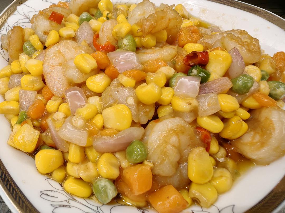 什锦玉米粒虾仁🍤🌽🥕