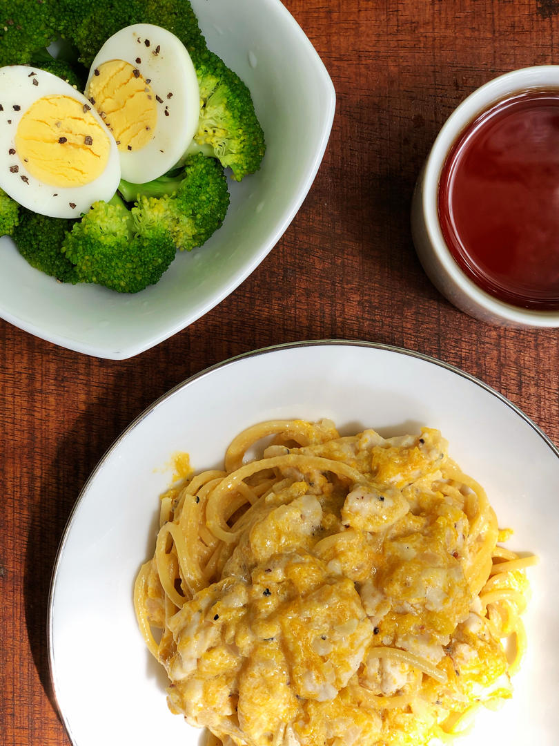 低卡奶香南瓜鸡胸意面