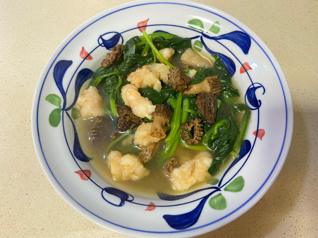 羊肚菌虾滑汤❗️超鲜美