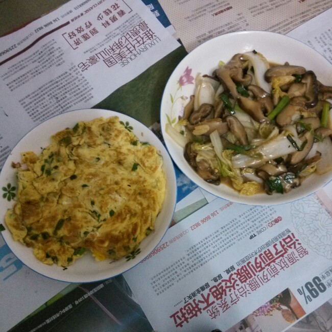 娃娃菜炒香菇