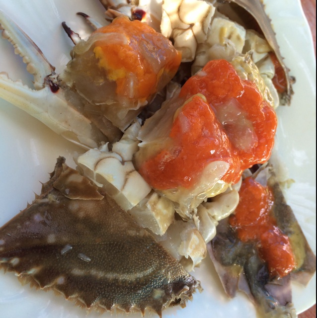 奔赴舟山吃海鲜,着实惊艳的红膏咸枪蟹#午餐612014年8月3日#iphone