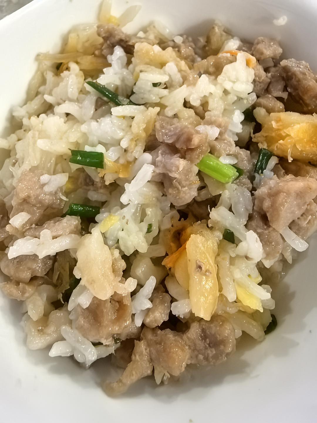 虾干咸鱼粒猪肉粒焗饭的做法