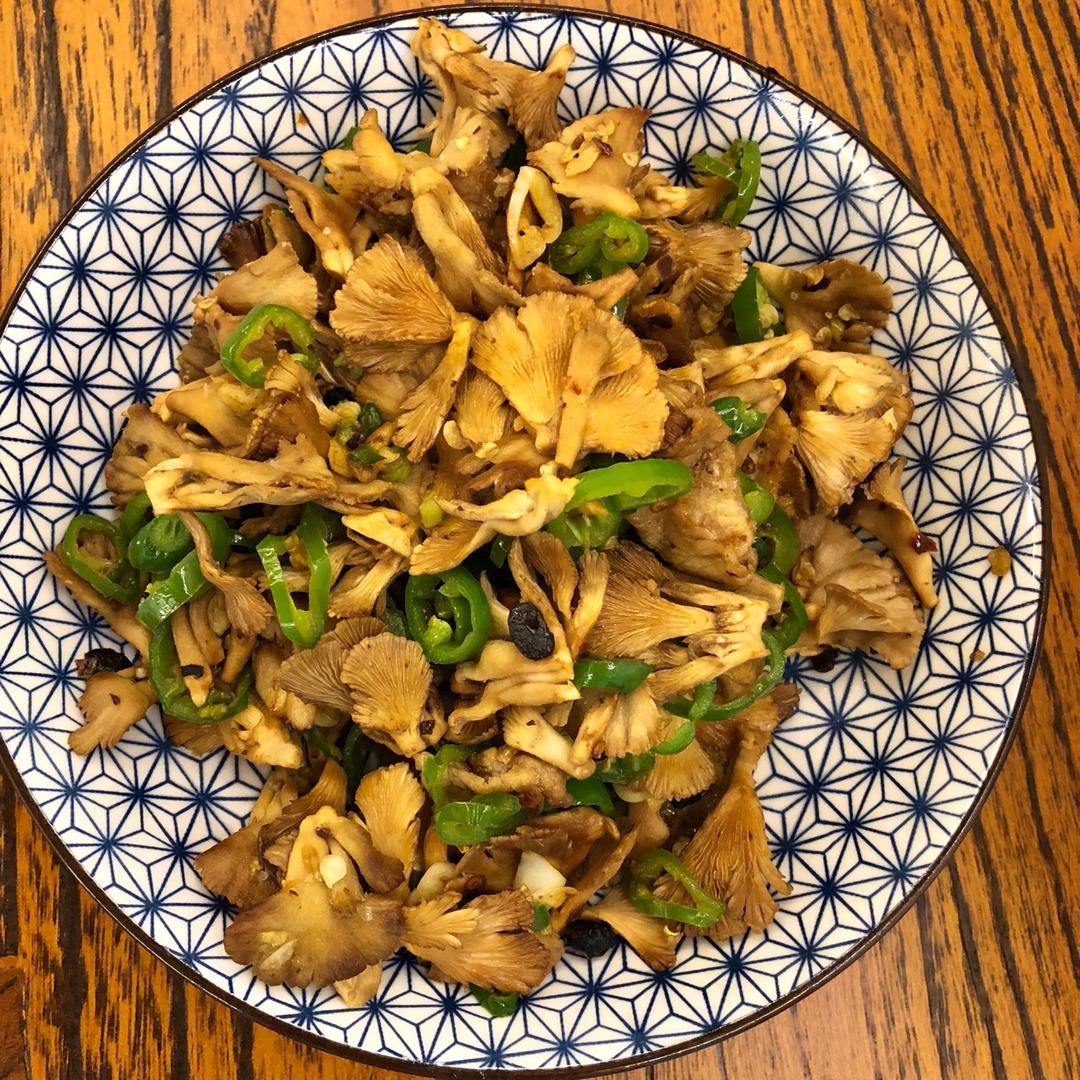 青椒炒鲜白参菌