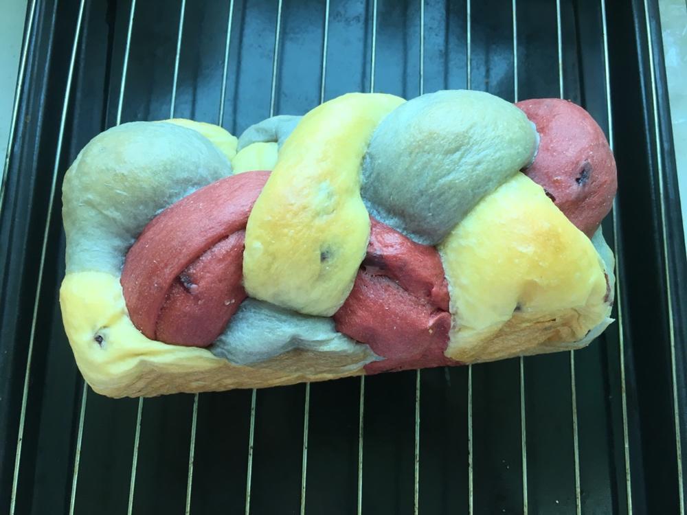 记录两个狂野的辫子三色吐司