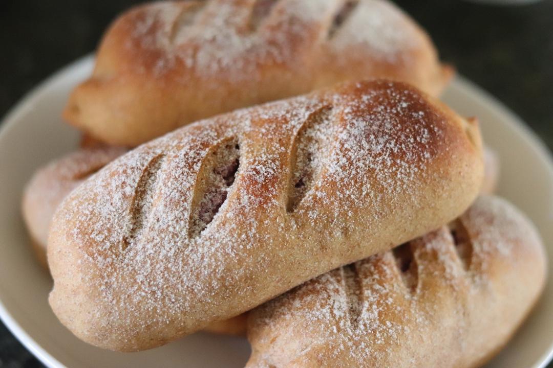 全麦芋泥软欧包（无油低卡）