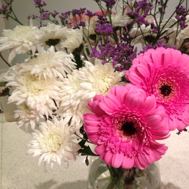 厨房、餐桌、阳台上的鲜花