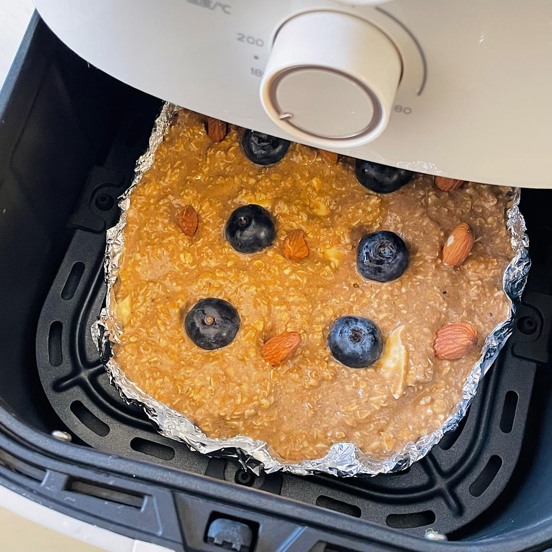 香蕉燕麦蛋糕｜5分钟懒人减脂｜空气炸锅