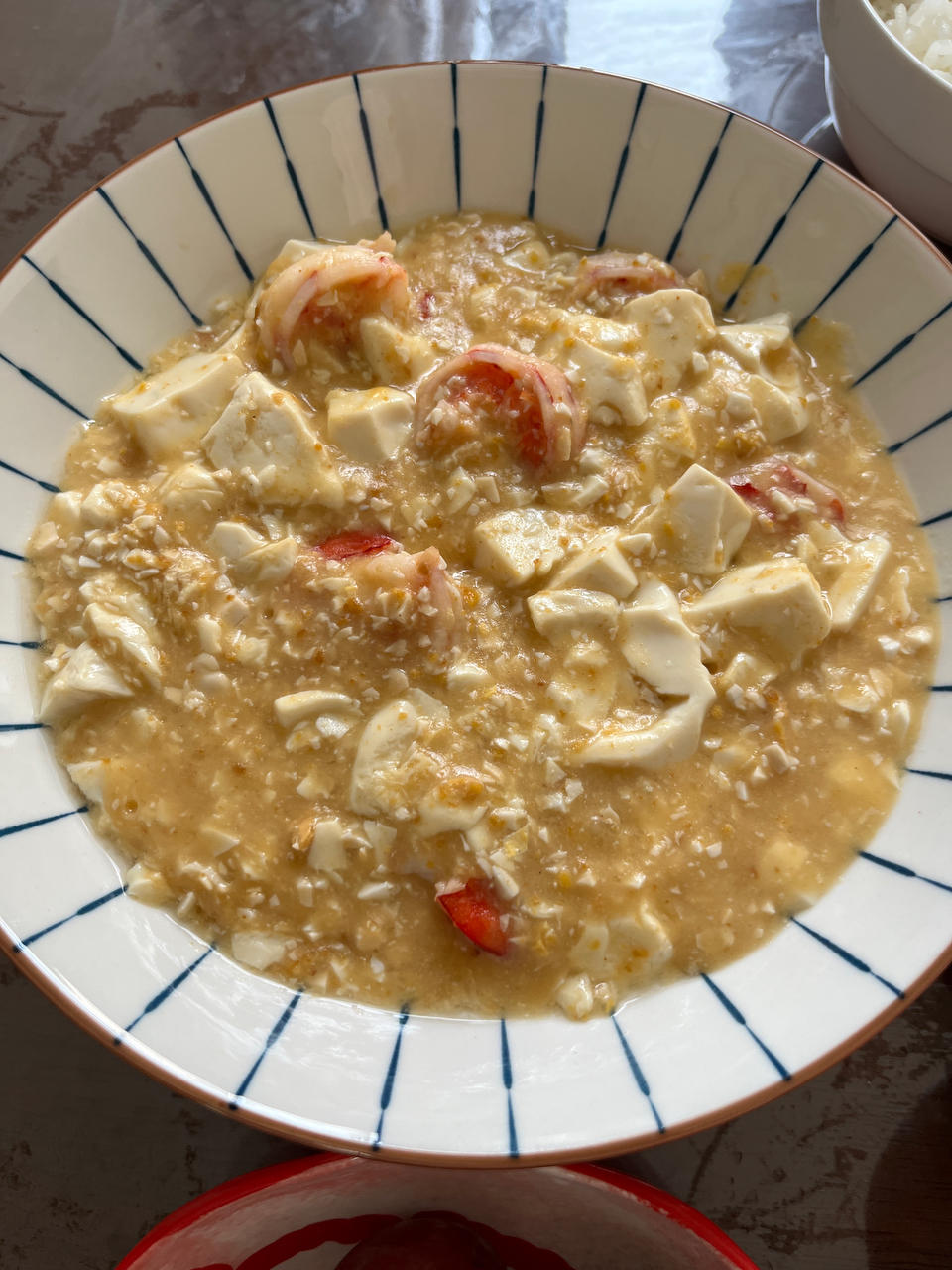 咸蛋黄虾仁嫩豆腐