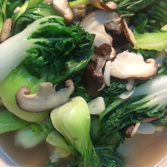 老丁的私房菜-香菇炒油菜
