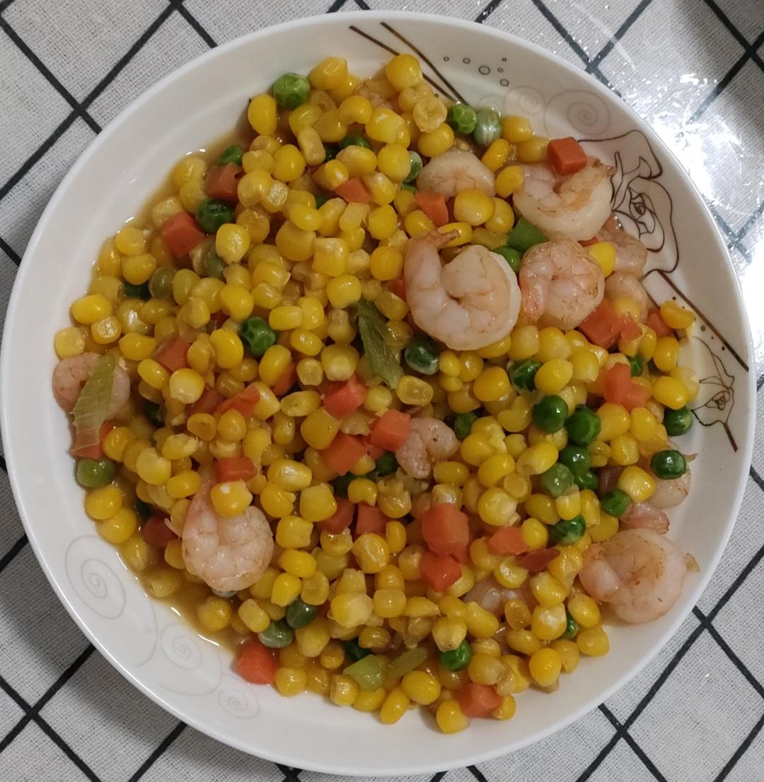 什锦玉米粒虾仁🍤🌽🥕