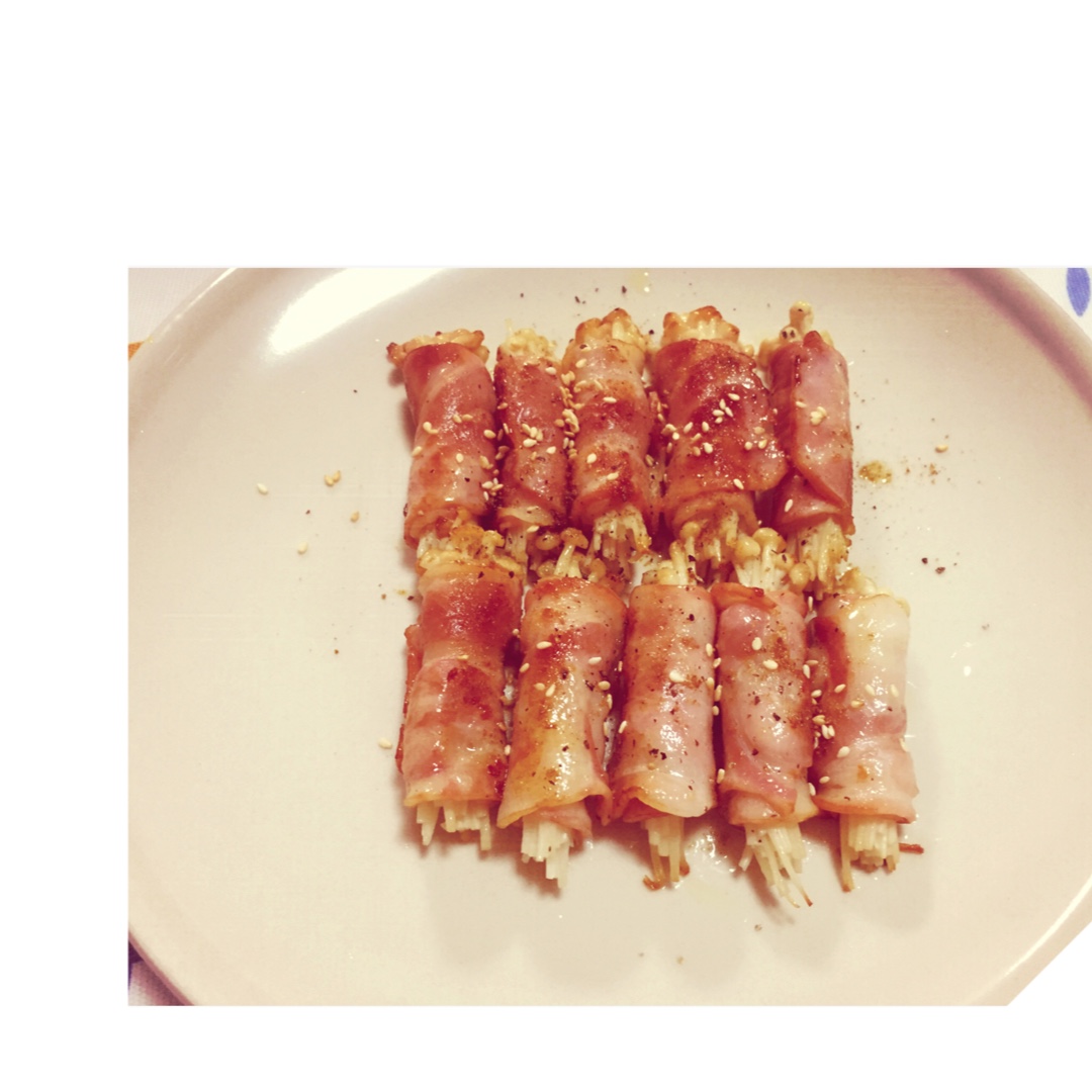 香煎培根金针菇卷