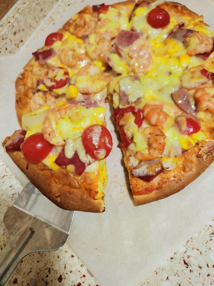 鲜虾🍤培根披萨🍕“内附敲好吃的饼皮做法”