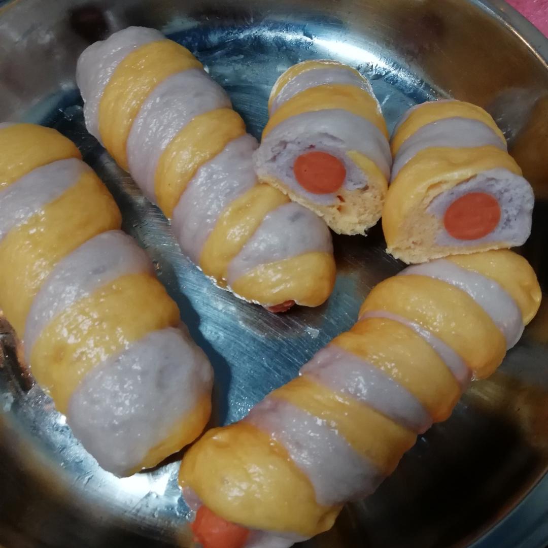 双色肠仔包（馒头，多种颜色）