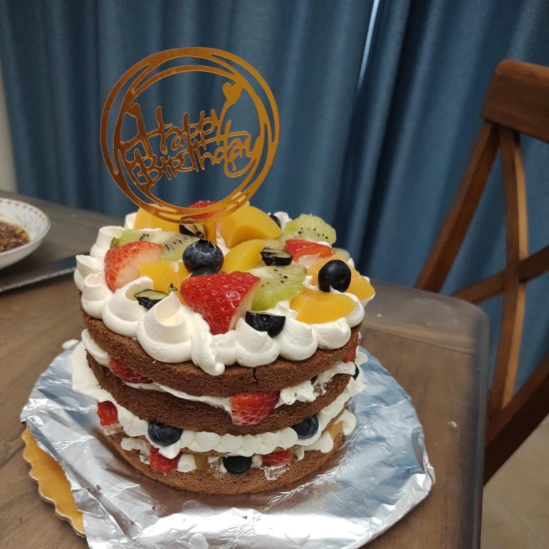 可可戚风水果裸蛋糕